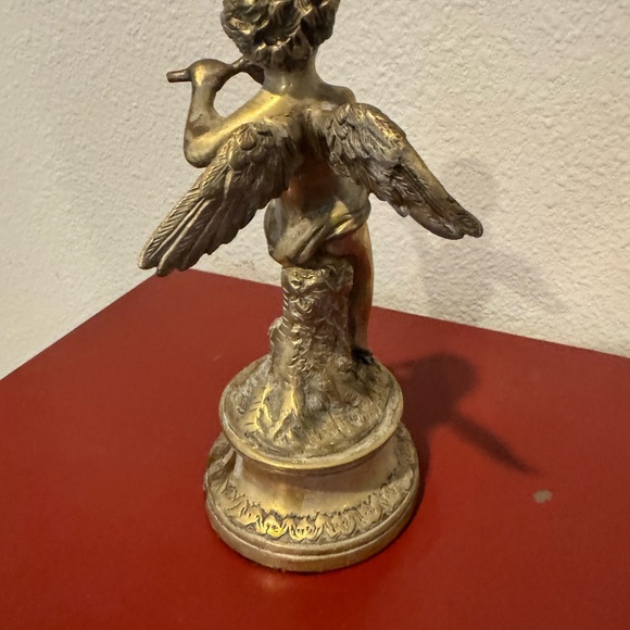 Bronzed Cherub Playin Flute by Art Nouveau excellent condition - Picture 3 of 4